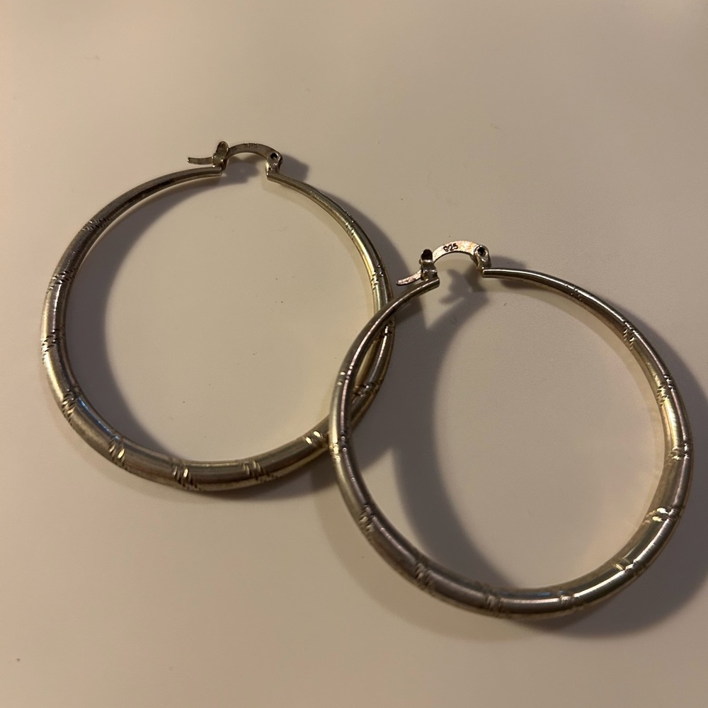 Sterling Silver 925 Large (approx. 2 inches) Hoop Earrings